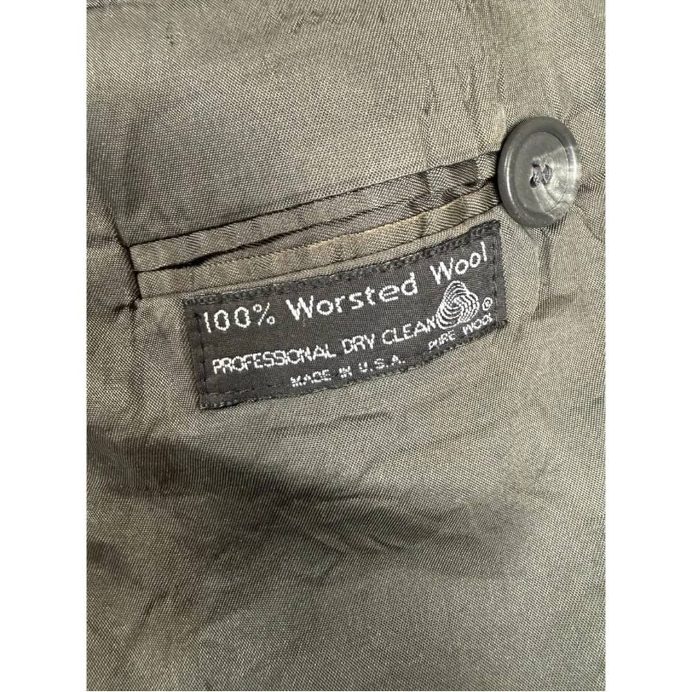 Sturbridge Blazer Men's Gray 100% Wool Double Breasted Peak Lapel Jetted Pockets